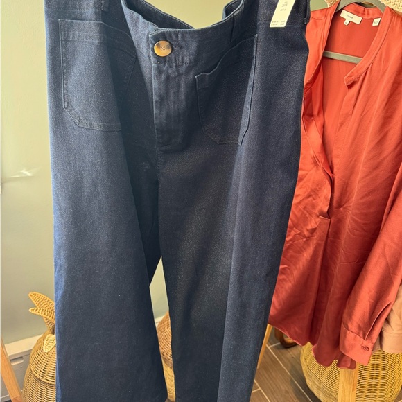 Maeve Midnight Blue Cropped Size Jeans with sparkle thread - Picture 1 of 9